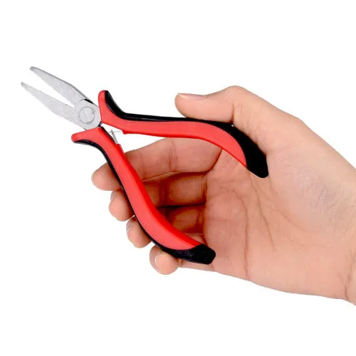 Pliers, Flat Nose, Rubber And Nickel Plated Steel, Black And Red, 12.7cm