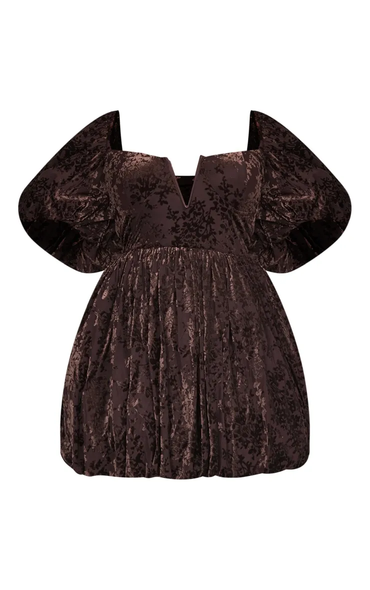 Plus Chocolate Devore V Bar Puffball Dress