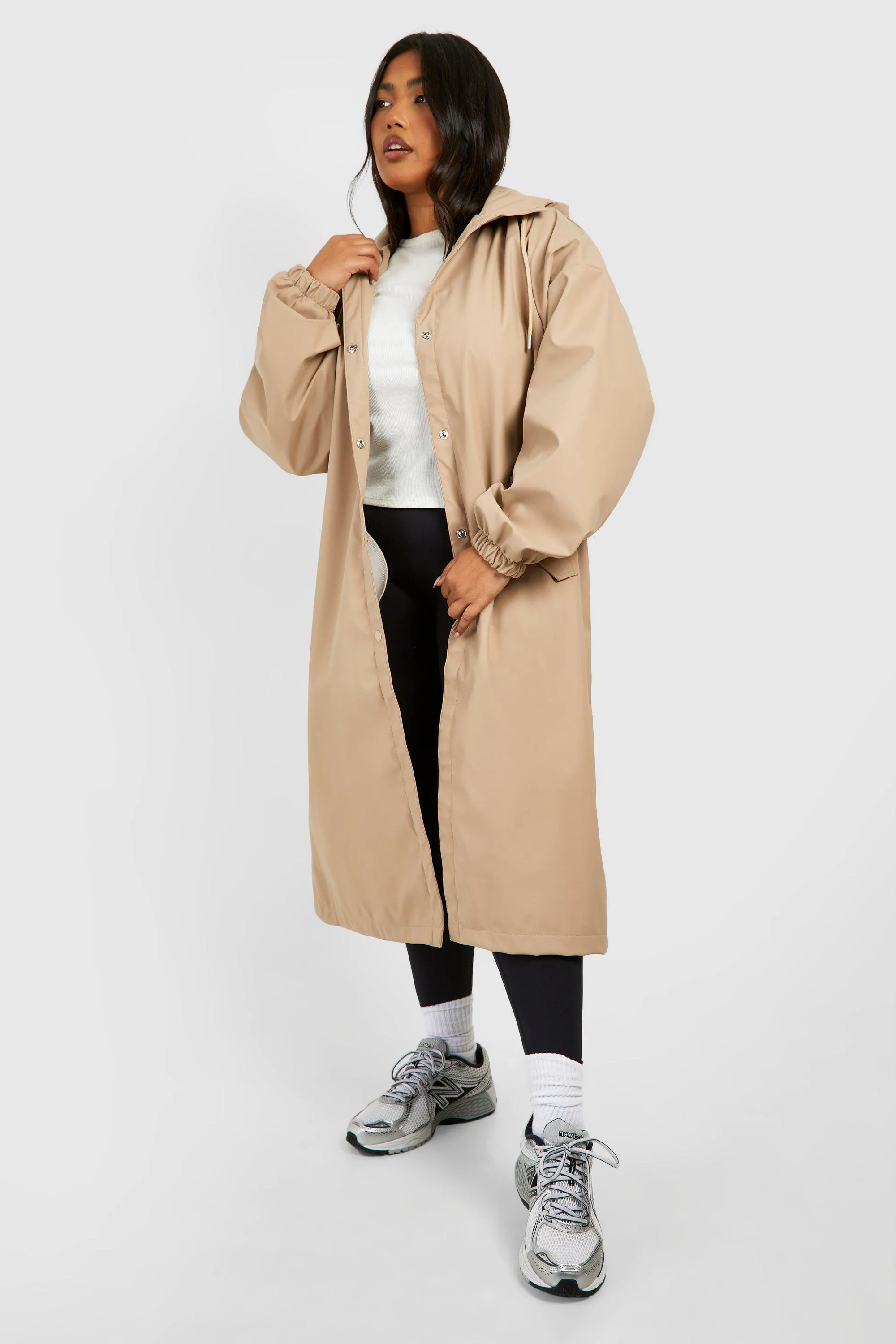 Plus Midi Hooded Raincoat