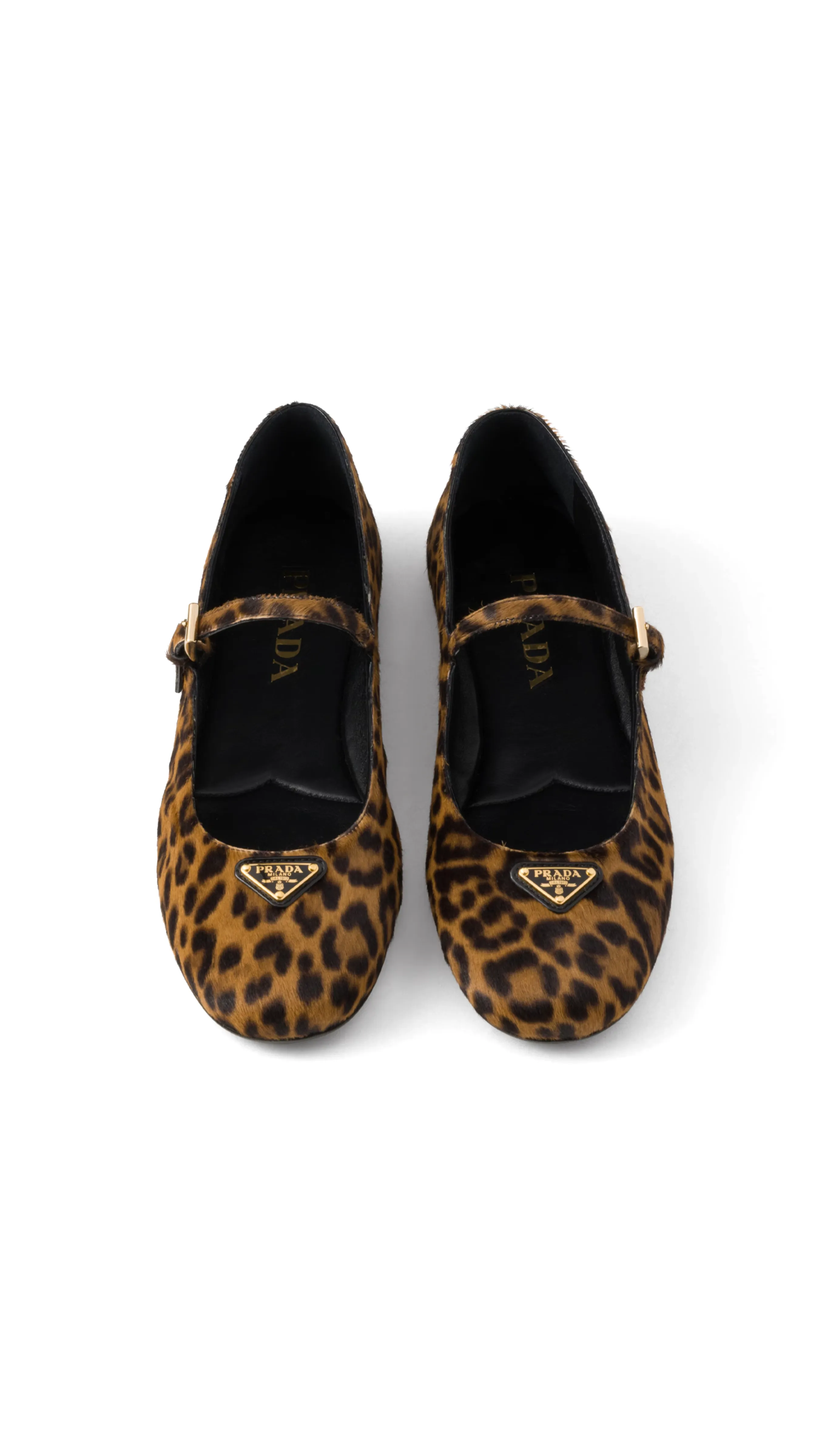 Printed Leather Ballerinas - Leopard