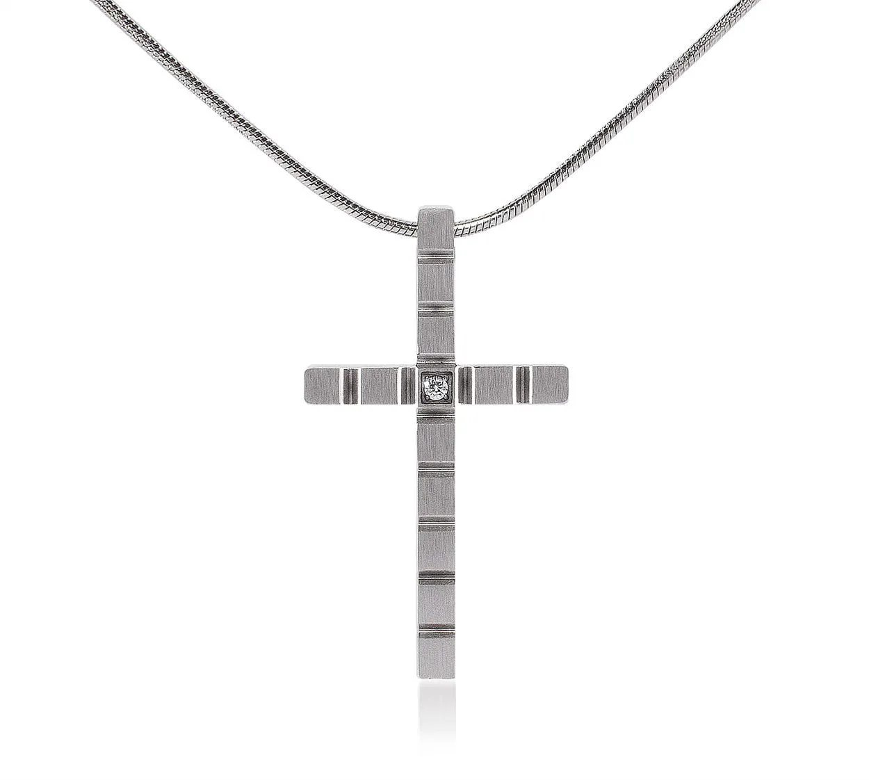 PT209W B.Tiff Box Cut Cross Stainless Steel Pendant