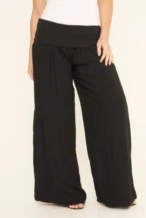 PUFFBALL LINED COTTON TROUSERS BLACK LARGE