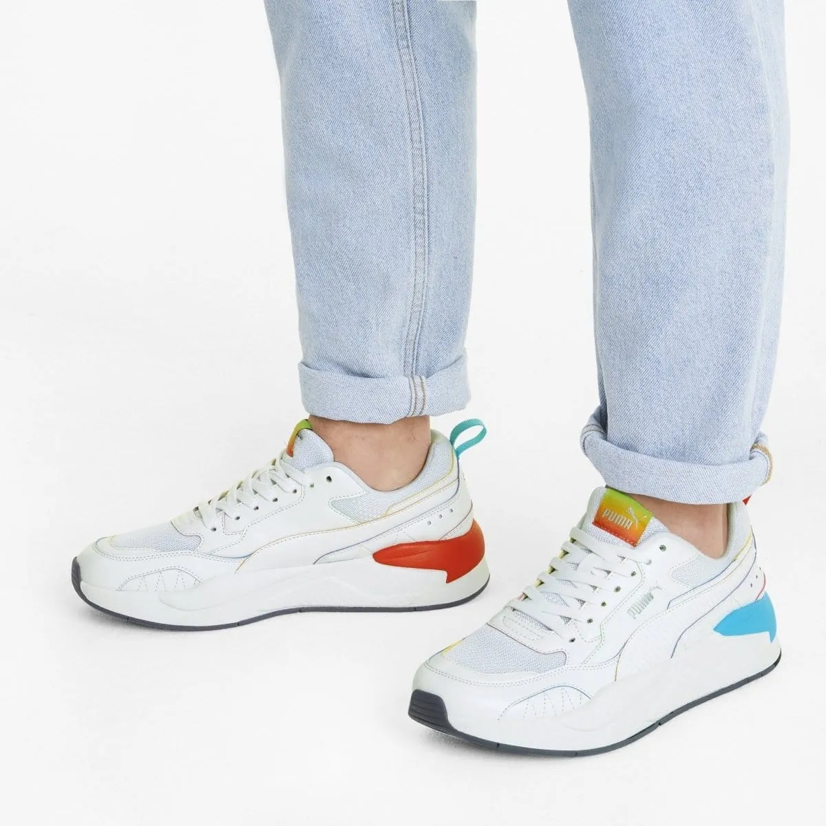 PUMA MEN'S X-RAY SQUARE WHITE RAINBOW SHOE