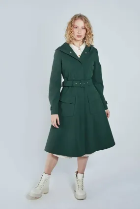 Recycled Materials Flare Raincoat - Green