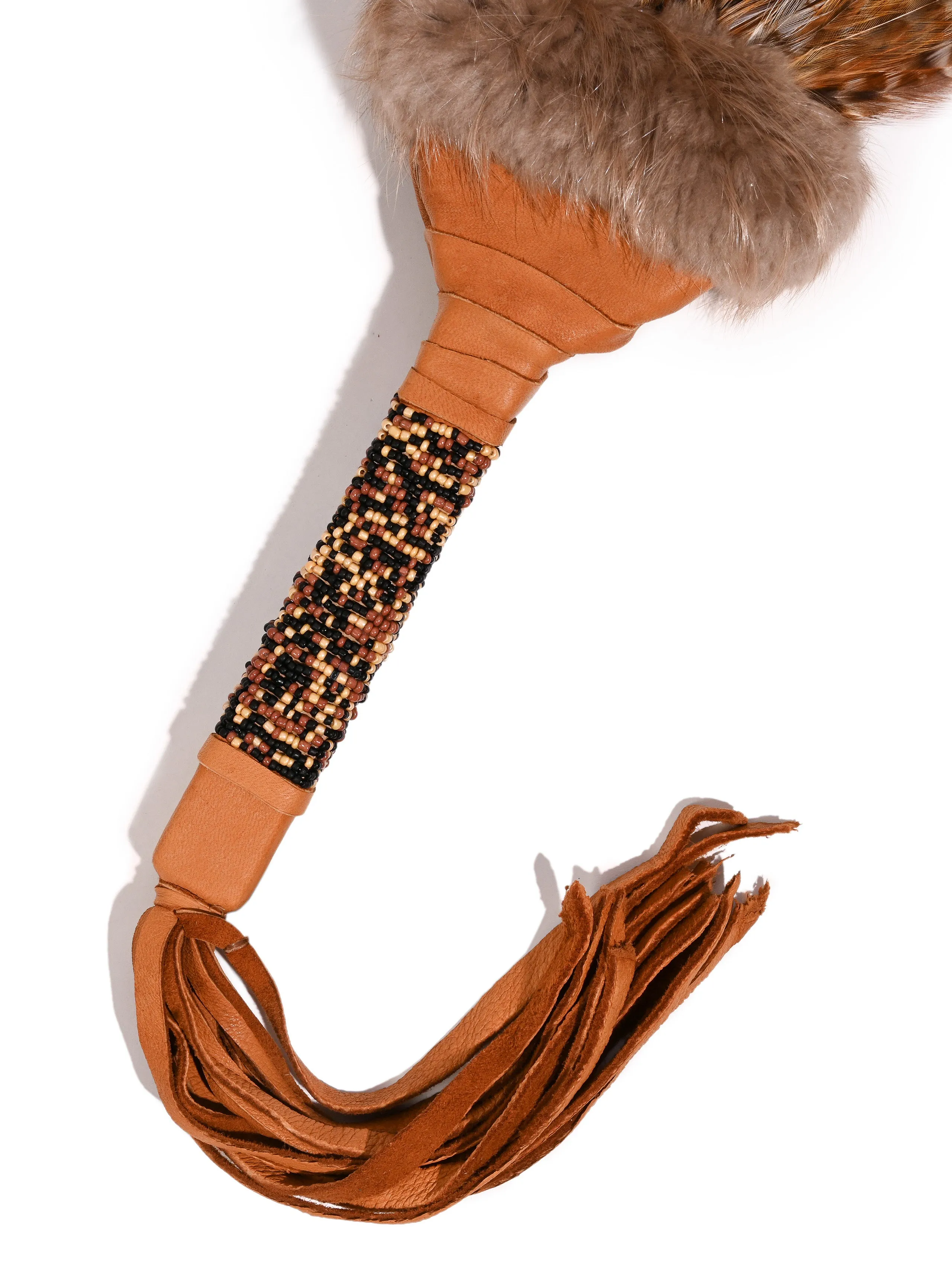 Sacred Prayer Feather Fan with Beaded Handle