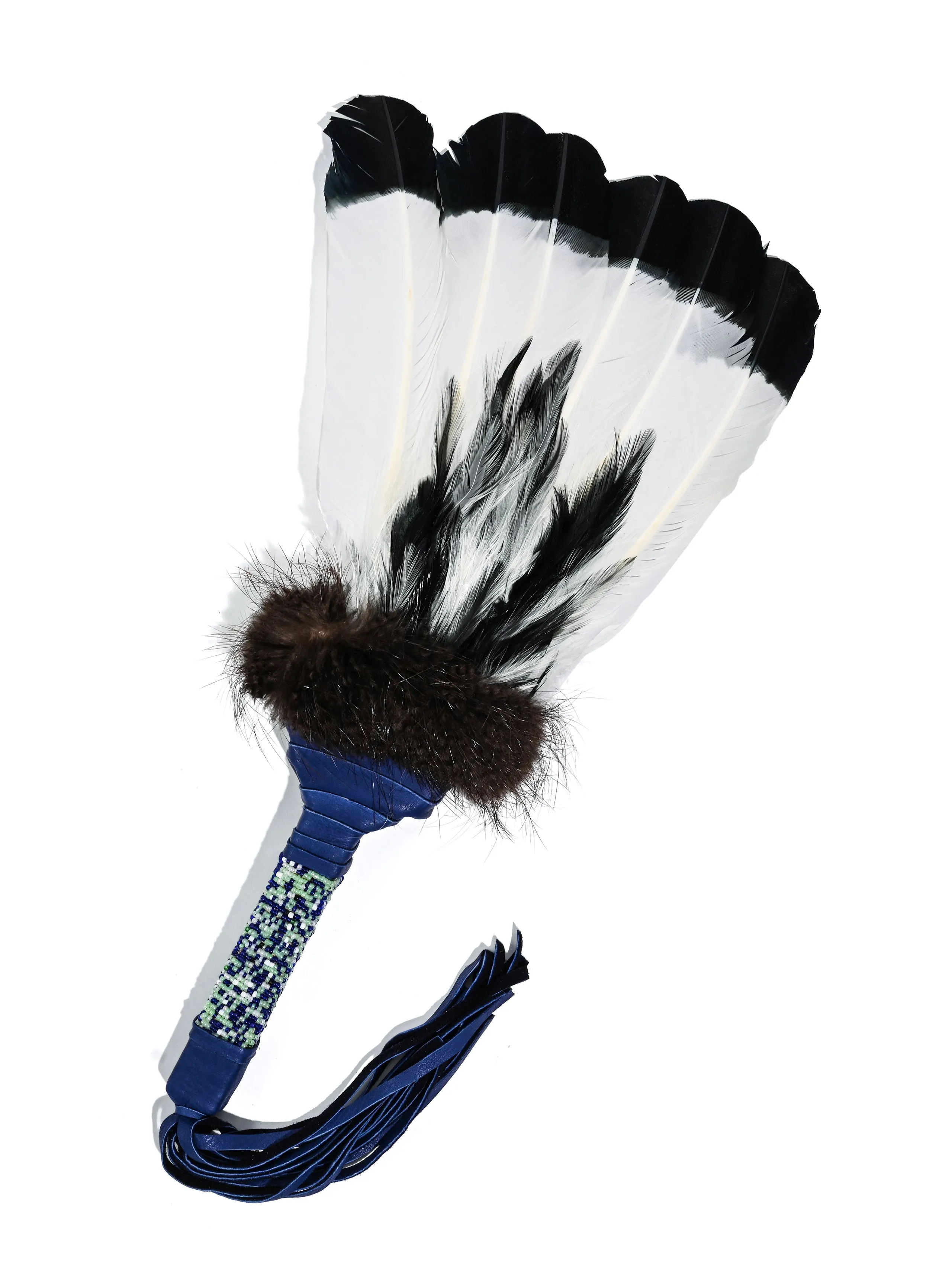 Sacred Prayer Feather Fan with Beaded Handle