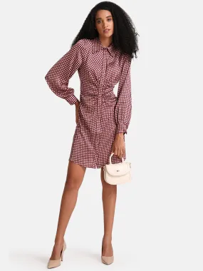 Satin Shirt Dress With Ruched Detail