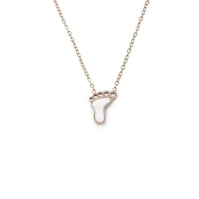 Stainless Steel Cross Feet MOP Necklace Rose Gold Plated