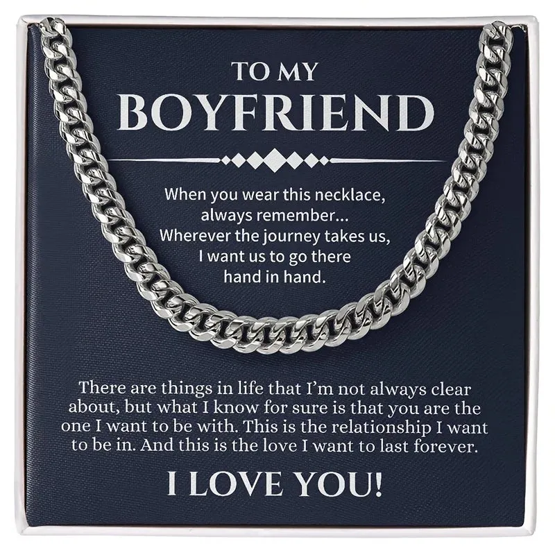 Stainless Steel Cuban Chain Necklace- Boyfriend Gift