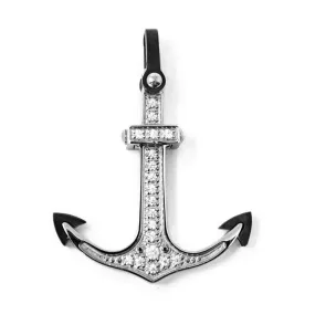 Stainless Steel CZ Pave Anchor Pendant