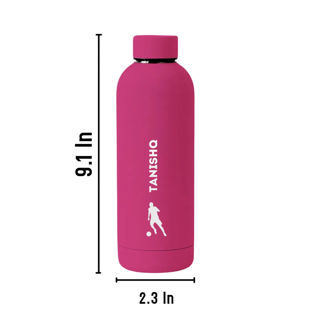 Stainless Steel Insulated Water Bottle with Name 500ML Water Bottles for Sports - BPA Free, Leakproof - Football