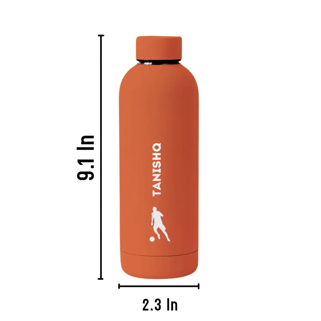 Stainless Steel Insulated Water Bottle with Name 500ML Water Bottles for Sports - BPA Free, Leakproof - Football