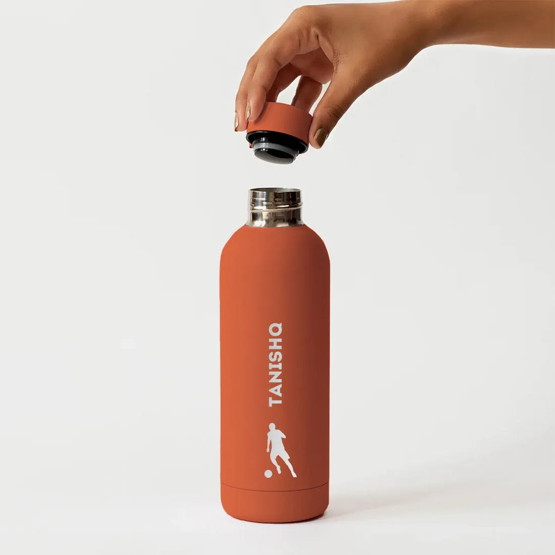 Stainless Steel Insulated Water Bottle with Name 500ML Water Bottles for Sports - BPA Free, Leakproof - Football