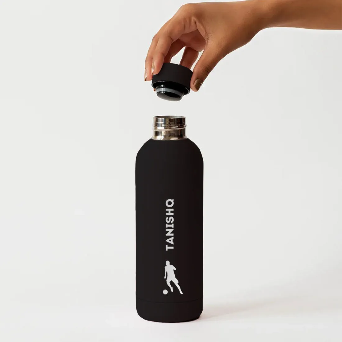 Stainless Steel Insulated Water Bottle with Name 500ML Water Bottles for Sports - BPA Free, Leakproof - Football