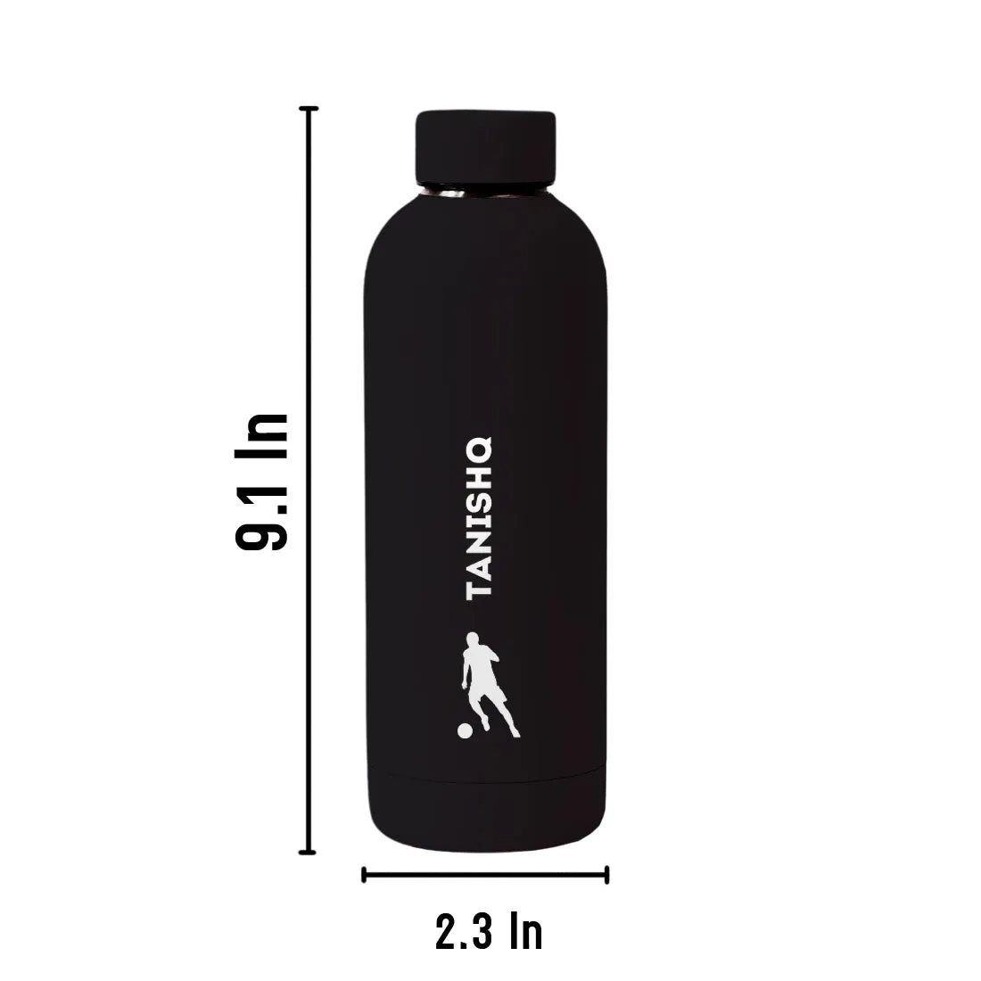 Stainless Steel Insulated Water Bottle with Name 500ML Water Bottles for Sports - BPA Free, Leakproof - Football