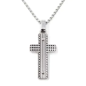 Stainless Steel Necklace with Studded Cross Pendant