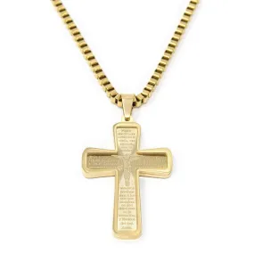 Stainless Steel Prayer Cross Pendant Chain Gold Plated