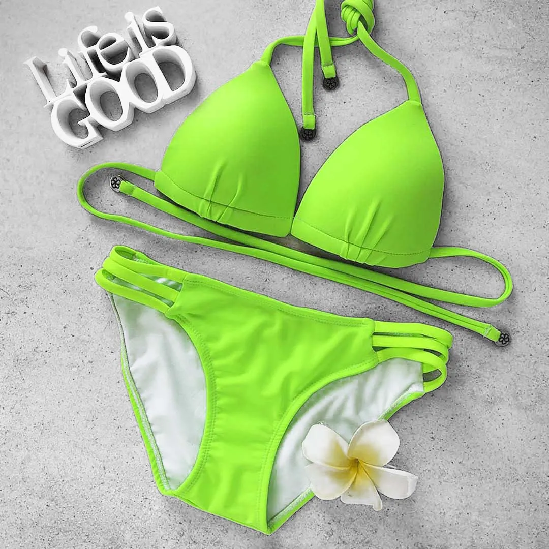 Strappy Bikini Bottom - LUMO LIME