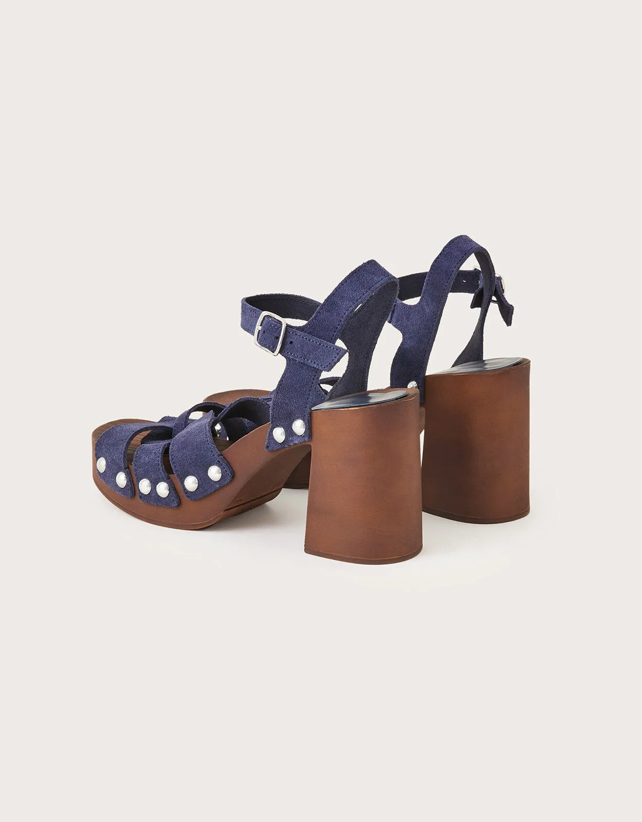 Suede Heeled Clogs Blue