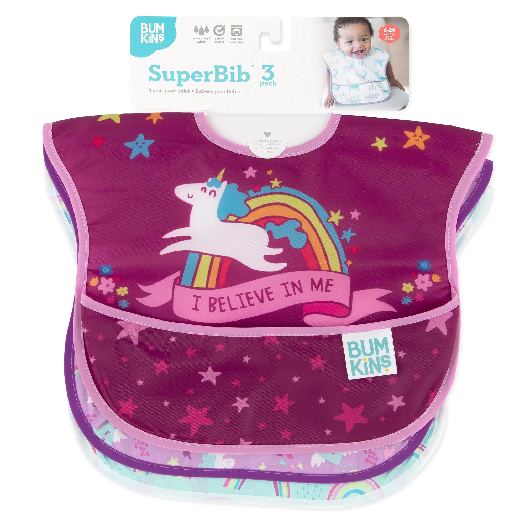 SuperBib 3 Pack: I Believe In Me, Unicorns, Rainbows