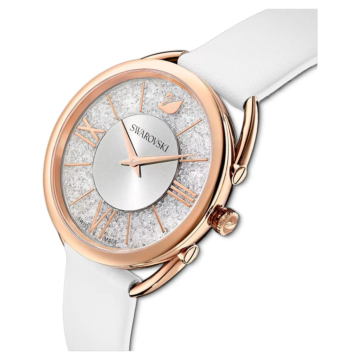 Swarovski Crystalline Glam Watch Leather strap, White, Rose gold-tone -5452459