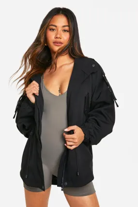 Synched Waist Hooded Raincoat