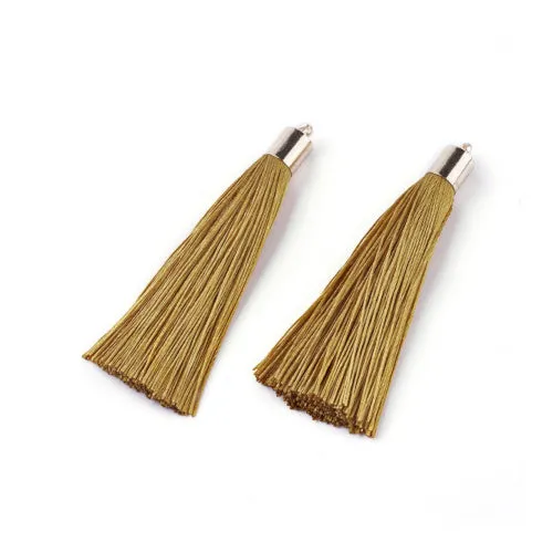 Tassels, Polyester, With Gold Cap, Dark Gold, 58-65mm