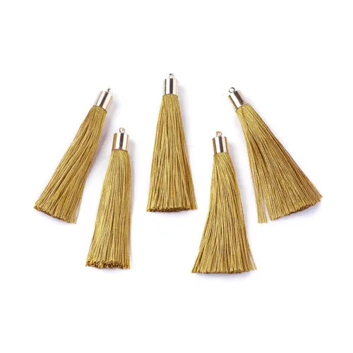 Tassels, Polyester, With Gold Cap, Dark Gold, 58-65mm