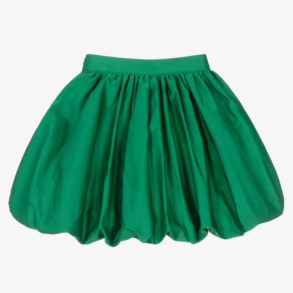 Teen Girls Green Taffeta Puffball Skirt