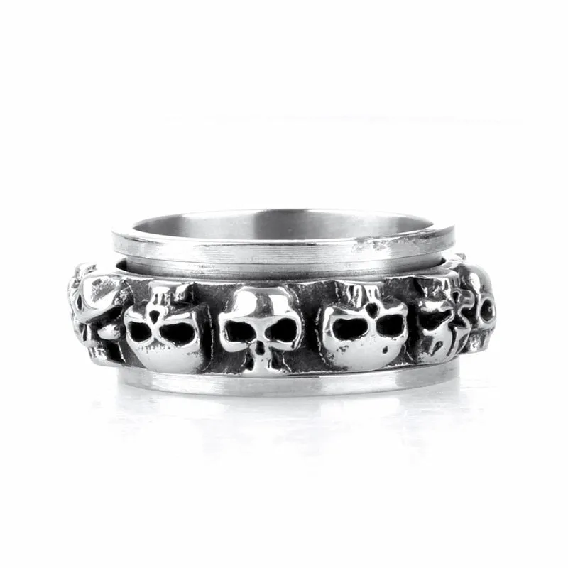 Titanium Steel Evil Faces Skull Ring