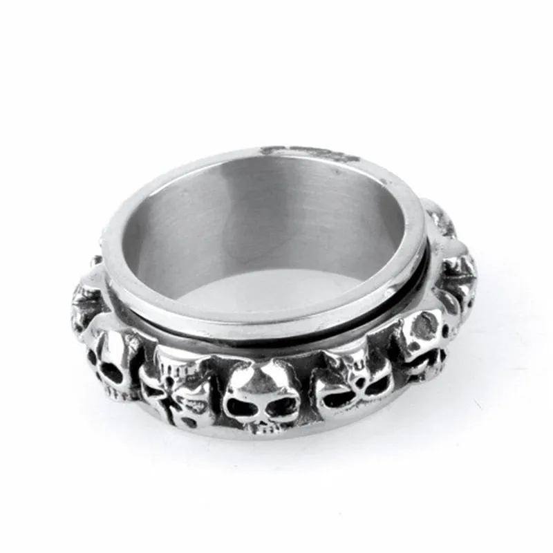 Titanium Steel Evil Faces Skull Ring