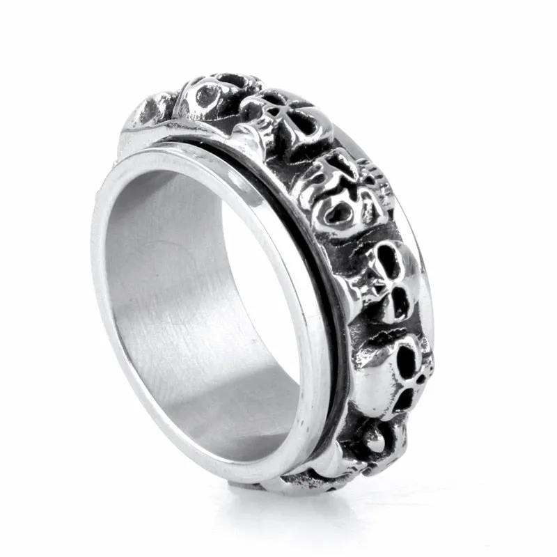 Titanium Steel Evil Faces Skull Ring