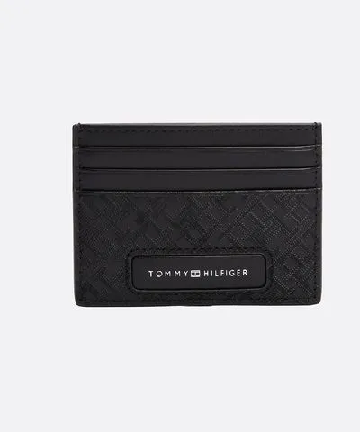 Tommy Hilfiger Men's Tommy Logo Monogram Leather Card Holder