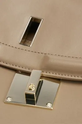 Top-handle handbag in leather with Double B monogram