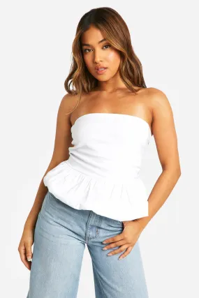 Tops | Petite Bandeau Puffball Peplum Top | boohoo