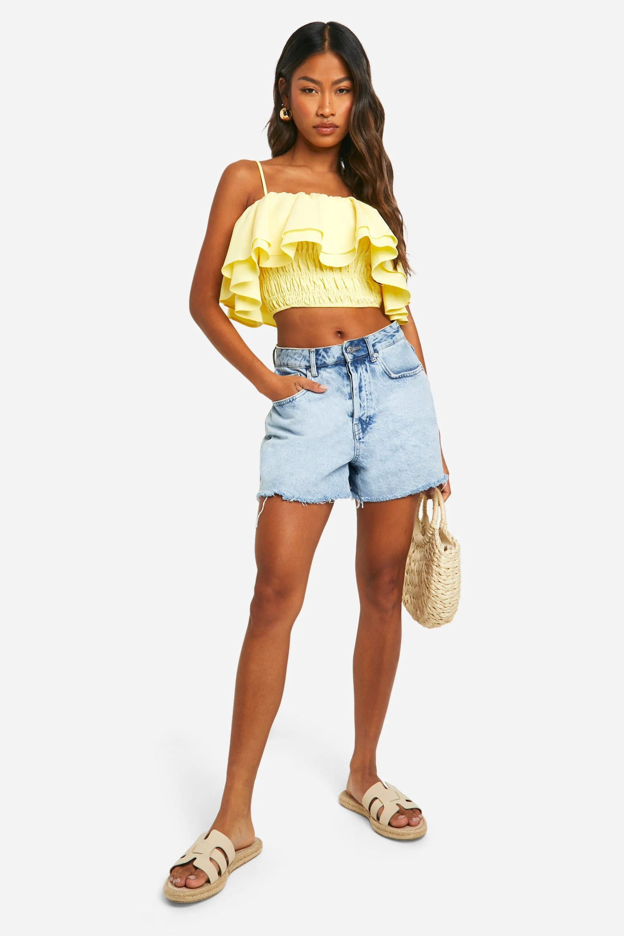 Tops | Puffball Cold Shoulder Crop Top | boohoo