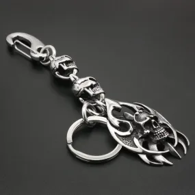 Unique Stainless Steel Tribal Blade Skull Keychain