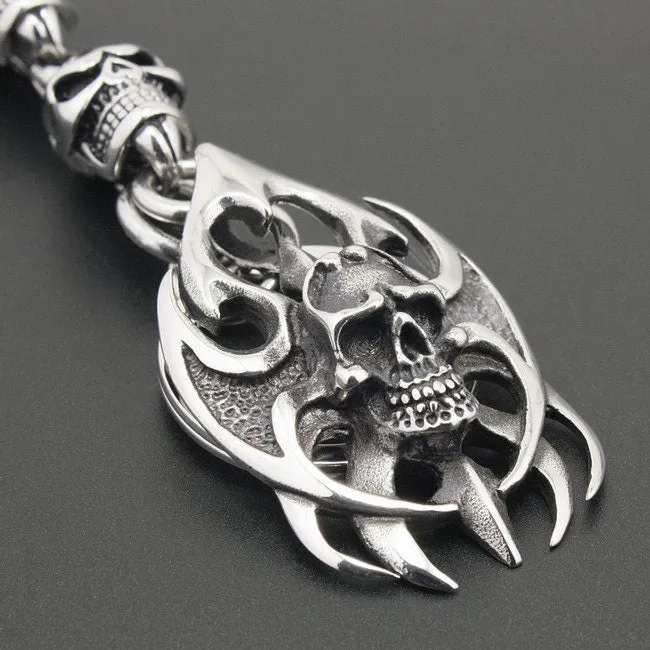 Unique Stainless Steel Tribal Blade Skull Keychain