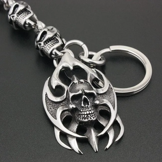 Unique Stainless Steel Tribal Blade Skull Keychain