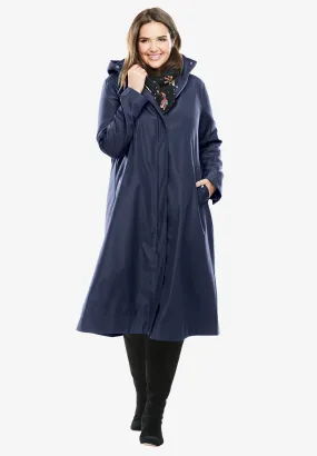 Water repellent long raincoat