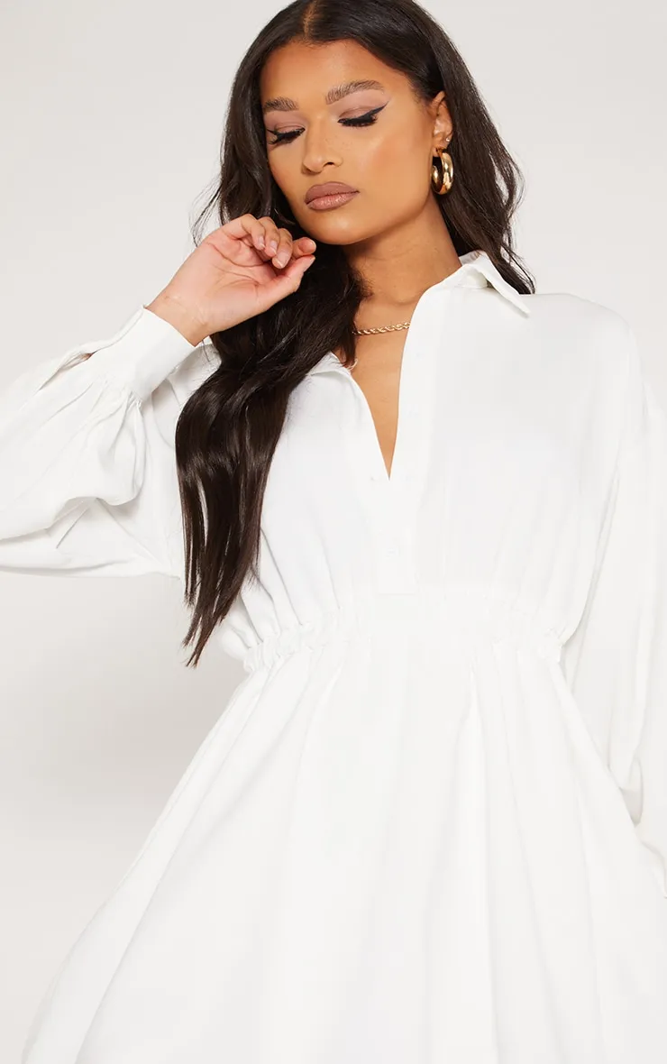 White Puffball Hem Shirt Dress | Dresses