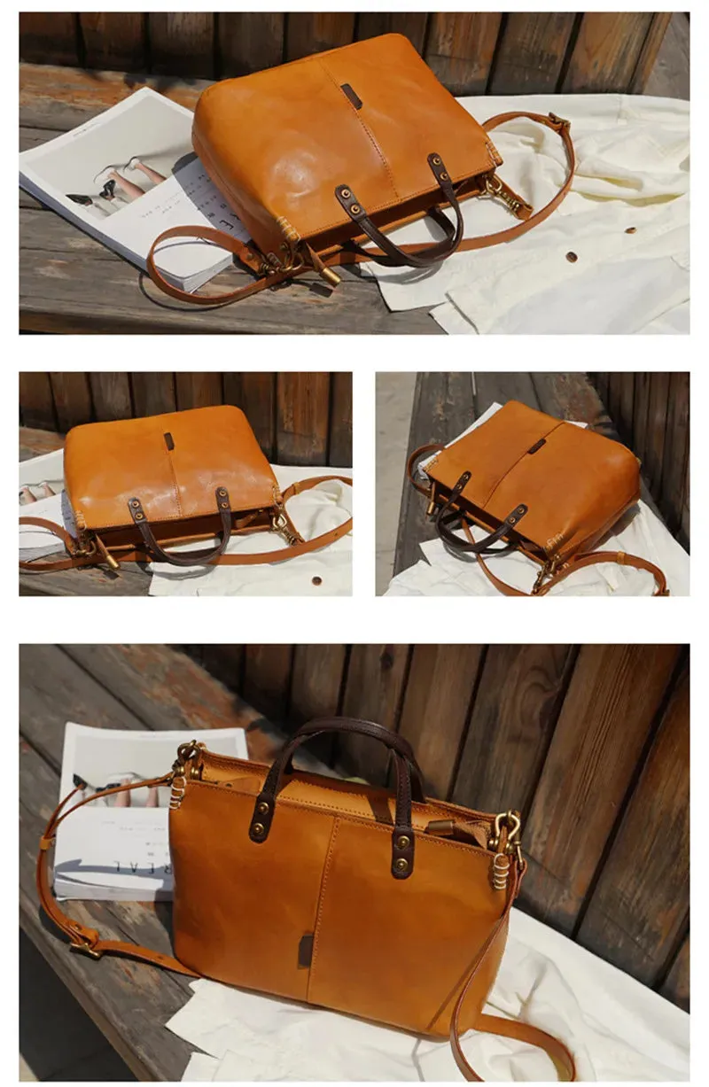 Women's Luxury Vintage Style Genuine Cowhide Leather Shoulder Handbag