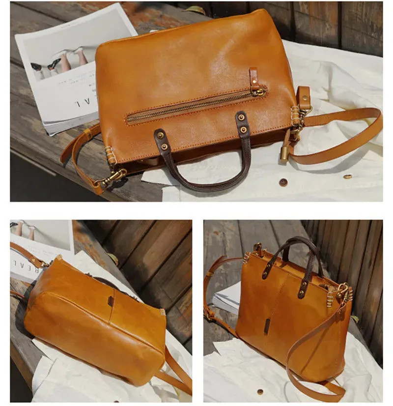 Women's Luxury Vintage Style Genuine Cowhide Leather Shoulder Handbag